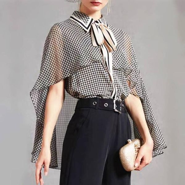 women vintage plaid print bow neck cloak shawl mulberry silk blouses elegant ladies black shirt female blouse plus size 2xl, White
women vintage plaid print bow neck cloak shawl mulberry silk blouses elegant ladies black shirt female blouse plus size 2xl, White