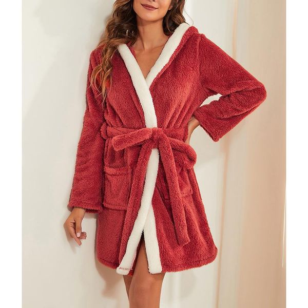 women's sleepwear women plush bathrobe, splicing hooded long sleeve loose bathing robe with pockets for ladies, wine red, Black;red
women's sleepwear women plush bathrobe, splicing hooded long sleeve loose bathing robe with pockets for ladies, wine red, Black;red