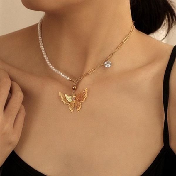 pendant necklaces find me summer stitching stainless steel imitation pearl necklace alloy hollow butterfly for women jewelry, Silver
pendant necklaces find me summer stitching stainless steel imitation pearl necklace alloy hollow butterfly for women jewelry, Silver