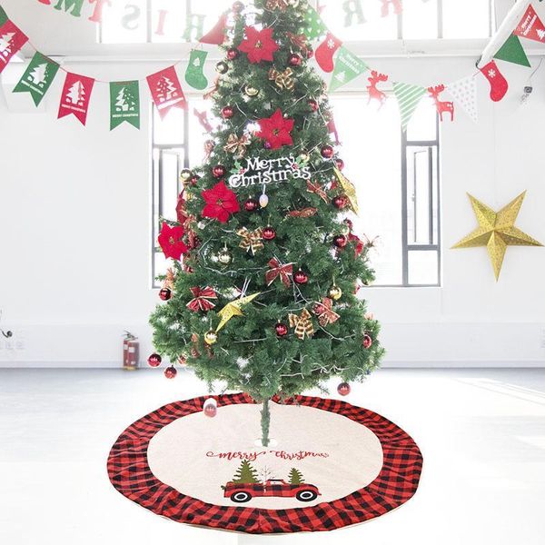 christmas decorations decoration black red plaid tree skirt simple cloth diameter 120cm