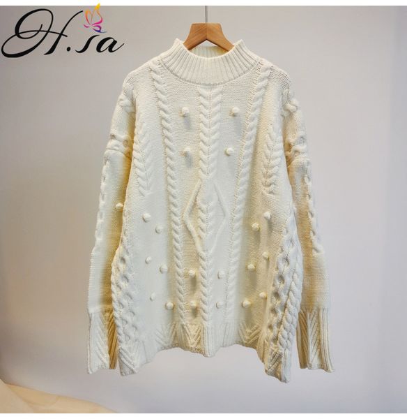 h.sa korean college style autumn winter ball solid pullovers loose o-neck knitted sweaters woman jumper oversized knit 210417, White;black
h.sa korean college style autumn winter ball solid pullovers loose o-neck knitted sweaters woman jumper oversized knit 210417, White;black