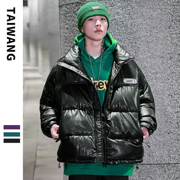 men's and women's same cotton clothes 2021 winter jacket loose large print, Black;white