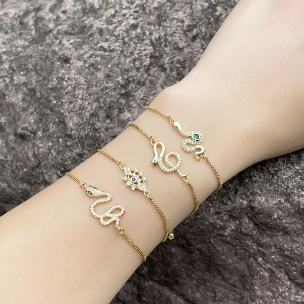 charm bracelets flola copper zircon snake bracelet white stone crystal thin gold chain gift jewelry for women brtd72, Golden;silver
charm bracelets flola copper zircon snake bracelet white stone crystal thin gold chain gift jewelry for women brtd72, Golden;silver
