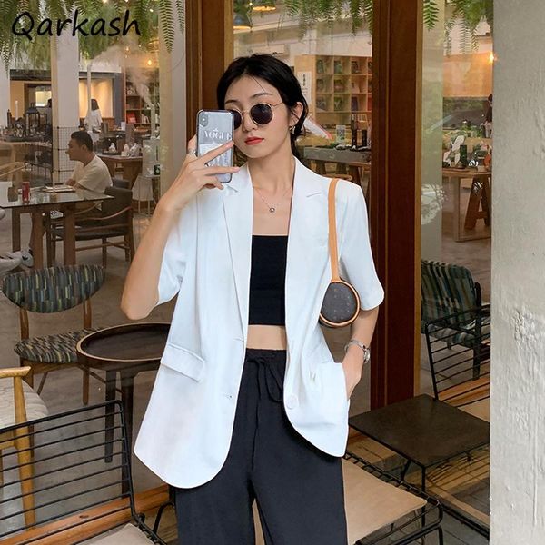women's suits & blazers short sleeve women pure color loose summer high street office lady classic retro elegant all-match simple daily, White;black
women's suits & blazers short sleeve women pure color loose summer high street office lady classic retro elegant all-match simple daily, White;black