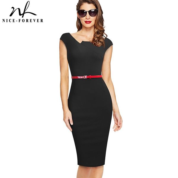 nice-forever summer elegant work office with belt dresses business party bodycon women sheath dress b589 210419, White
nice-forever summer elegant work office with belt dresses business party bodycon women sheath dress b589 210419, White
