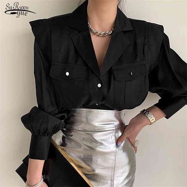 spring office lady long sleeve blouse black chiffon single-row button-up chic shirt women's 13469 210421, White
spring office lady long sleeve blouse black chiffon single-row button-up chic shirt women's 13469 210421, White