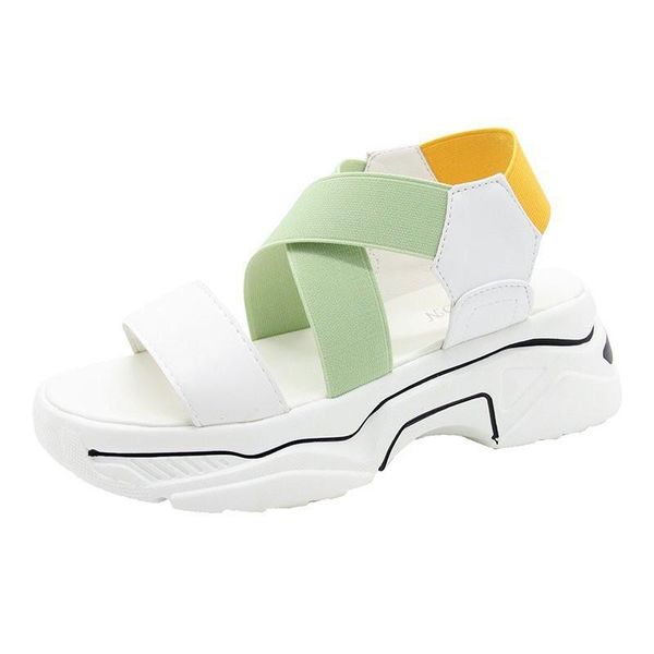 sandals korean version student 2021 summer elastic band chunky female color matching wedges shoes for fairy wind sandalia, Black
sandals korean version student 2021 summer elastic band chunky female color matching wedges shoes for fairy wind sandalia, Black