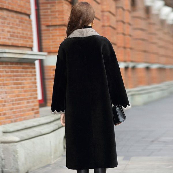 women's fur & faux shearing sheep coat winter jacket women natural wool parka real mink collar autumn spring long clothes lwl244772, Black
women's fur & faux shearing sheep coat winter jacket women natural wool parka real mink collar autumn spring long clothes lwl244772, Black