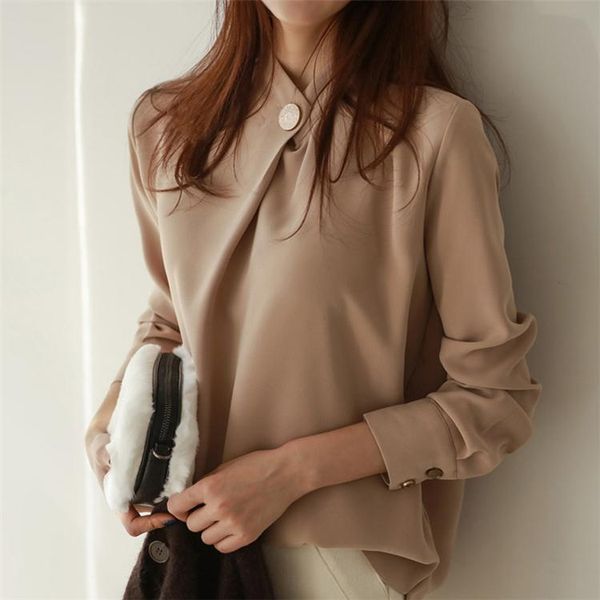 women's blouses & shirts women spring summer casual stand collar vintage buttons chiffon office, White
women's blouses & shirts women spring summer casual stand collar vintage buttons chiffon office, White