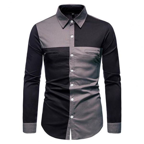 men's casual shirts greenmen patchwork long sleeve zipper design turn-down collar business shirt blouse streetwear for daily wear, White;black
men's casual shirts greenmen patchwork long sleeve zipper design turn-down collar business shirt blouse streetwear for daily wear, White;black