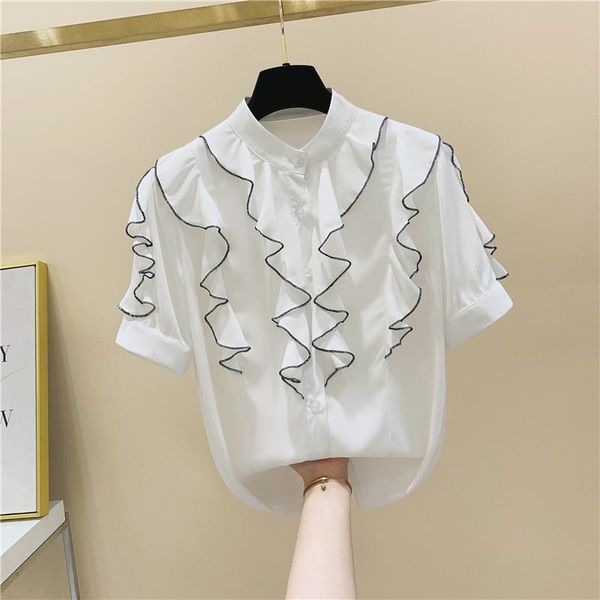 women's blouses & shirts ruffled stand collar short sleeve chiffon shirt 2021 summer korean-style loose-fit fashion white blouse blusas
women's blouses & shirts ruffled stand collar short sleeve chiffon shirt 2021 summer korean-style loose-fit fashion white blouse blusas