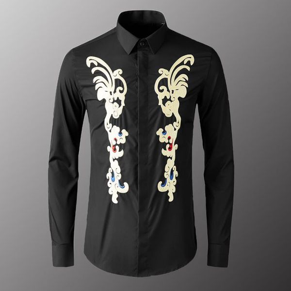 royal embroidery mens shirts luxury solid color long sleeve dress plus size fashion slim fit man men's casual, White;black
royal embroidery mens shirts luxury solid color long sleeve dress plus size fashion slim fit man men's casual, White;black