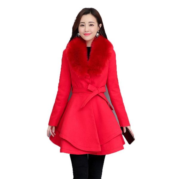 women's wool & blends 2021 autumn winter woolen coat women pink red khaki plus size slim fur collar korean fashion long jacket n1106, Black
women's wool & blends 2021 autumn winter woolen coat women pink red khaki plus size slim fur collar korean fashion long jacket n1106, Black