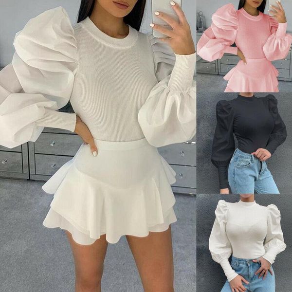 women ladies womens shirt puff sleeve pullover o neck sweater blouse autumn spring long knitted slim solid fit jumper, White
women ladies womens shirt puff sleeve pullover o neck sweater blouse autumn spring long knitted slim solid fit jumper, White