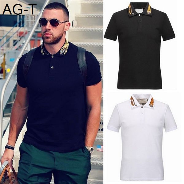 tiger embroidery collar polo shirt men leisure short sleeved stretch cotton turn neck split hem polo, White;black
tiger embroidery collar polo shirt men leisure short sleeved stretch cotton turn neck split hem polo, White;black