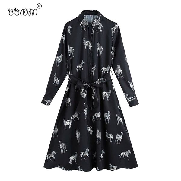women fashion with belt zebra print long dress vintage sleeve buttons shirt dresses chic vestidos mujer 210531, Black;gray
women fashion with belt zebra print long dress vintage sleeve buttons shirt dresses chic vestidos mujer 210531, Black;gray