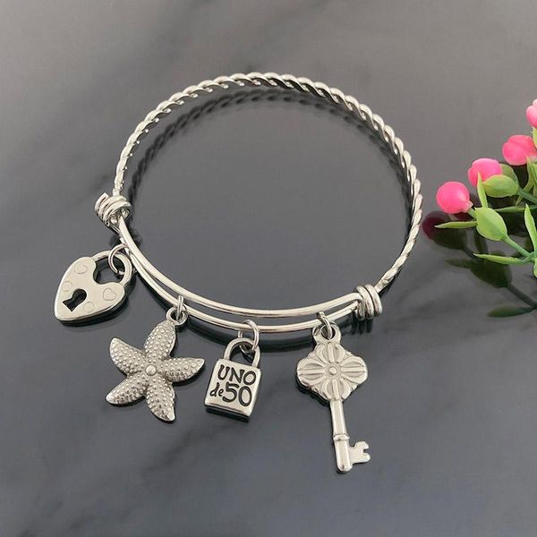 tennis adjustable bangle unode 50 lock key pendant bracelet stainless steel jewelry gifts for women, Golden;silver
tennis adjustable bangle unode 50 lock key pendant bracelet stainless steel jewelry gifts for women, Golden;silver