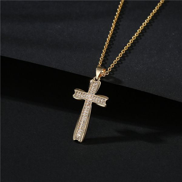 fashion new copper plated real gold religious jewelry micro inlaid zircon cross pendant necklace, Silver
fashion new copper plated real gold religious jewelry micro inlaid zircon cross pendant necklace, Silver