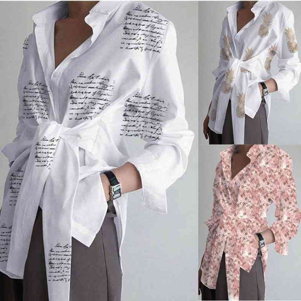 elegant long sleeve women blouses vintage letter floral pineapple print lapel button bandage loose shirt autumn blusas 210507, White
elegant long sleeve women blouses vintage letter floral pineapple print lapel button bandage loose shirt autumn blusas 210507, White