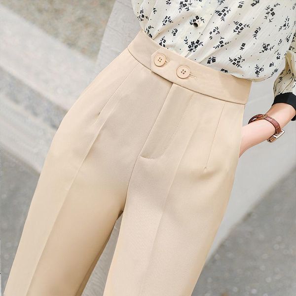 women's pants & capris 2021 women spring casual solid loose suit pant female button pockets high waist harem ladies elegant straight tr, Black;white
women's pants & capris 2021 women spring casual solid loose suit pant female button pockets high waist harem ladies elegant straight tr, Black;white