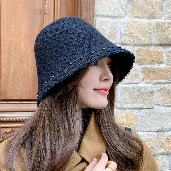 wide brim hats autumn winter pearl knitted elegant bucket hat casual warm fisherman cap vintage female lady fashion, Blue;gray
wide brim hats autumn winter pearl knitted elegant bucket hat casual warm fisherman cap vintage female lady fashion, Blue;gray