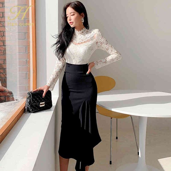 dresses spring women's work 2 pieces set hollow out lace blouses & high waist ruffles pencil korean simple skirt suit, Black;gray
dresses spring women's work 2 pieces set hollow out lace blouses & high waist ruffles pencil korean simple skirt suit, Black;gray