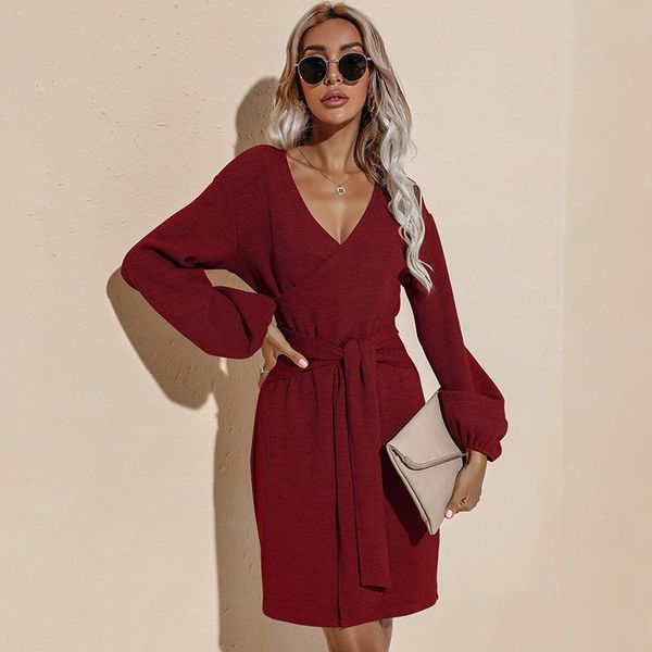 casual dresses long sleeve bag hip v neck tie solid color dress for women's autumn winter all match fashionable 2021, Black;gray
casual dresses long sleeve bag hip v neck tie solid color dress for women's autumn winter all match fashionable 2021, Black;gray
