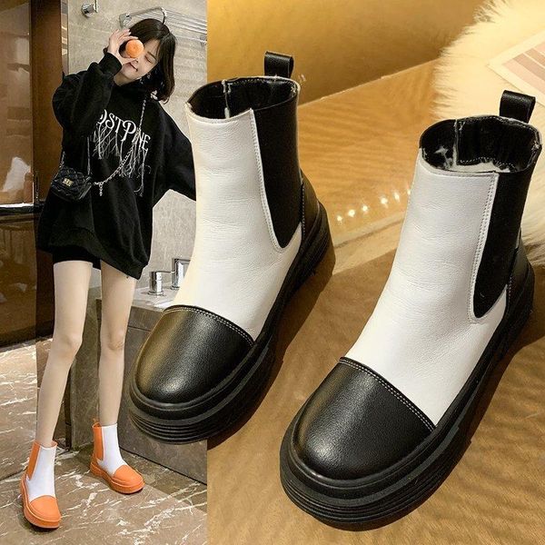 boots comfortable flat heel round toe warm platform shoes woman leather spring women botas mujer, Black
boots comfortable flat heel round toe warm platform shoes woman leather spring women botas mujer, Black