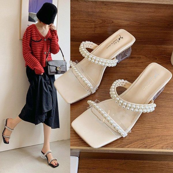 slippers low soft shoes woman 2021 luxury slides pantofle med transparent heel square string bead comfort designer summ, Black
slippers low soft shoes woman 2021 luxury slides pantofle med transparent heel square string bead comfort designer summ, Black