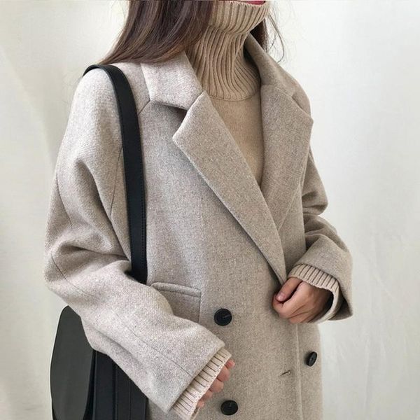 women's wool & blends 2022 winter designer women overcoats fashion long sleeve coats casual loose jackets trench streetwear clothing mu, Black
women's wool & blends 2022 winter designer women overcoats fashion long sleeve coats casual loose jackets trench streetwear clothing mu, Black