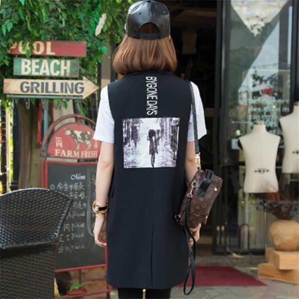 women's vests printed single breasted female long waistcoat summer black slim women lady coat sleeveless jacket without sleeves a554, Black;white
women's vests printed single breasted female long waistcoat summer black slim women lady coat sleeveless jacket without sleeves a554, Black;white