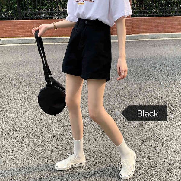 women's black denim shorts summer 202 new small straight tube show thin high waist pants, White;black
women's black denim shorts summer 202 new small straight tube show thin high waist pants, White;black