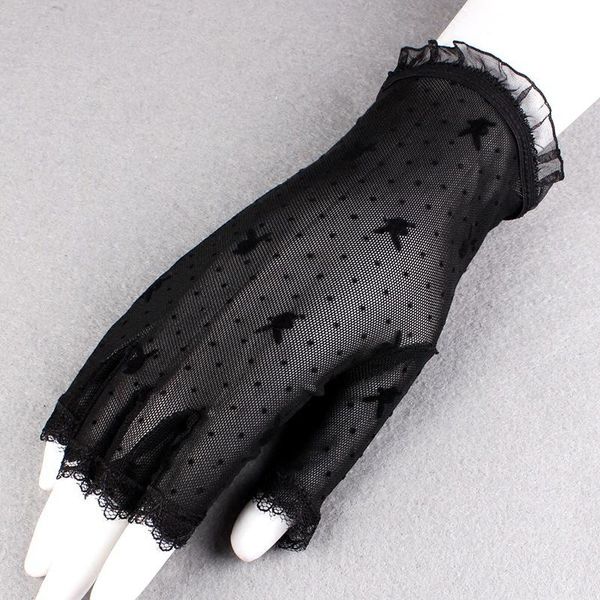 bridal gloves 5pc/ lot black lace short semi finger mesh lady girl dance performance driving, White
bridal gloves 5pc/ lot black lace short semi finger mesh lady girl dance performance driving, White