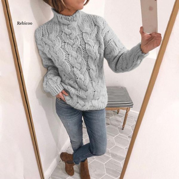 women's sweaters casual solid oversized women autumn winter thick warm turtleneck plus size knitted jumpers pullovers, White;black
women's sweaters casual solid oversized women autumn winter thick warm turtleneck plus size knitted jumpers pullovers, White;black