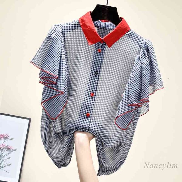 blouses short ruffled sleeve chiffon blouse woman summer korean style plaid shirt girls ladies all-match casual blusas, White
blouses short ruffled sleeve chiffon blouse woman summer korean style plaid shirt girls ladies all-match casual blusas, White