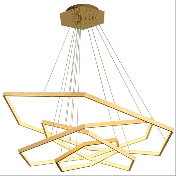 chandeliers gold ring circle for bedroom living dining room led stainless steel luminaires hang light home lighting fixture
