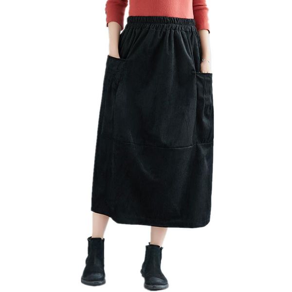 elastic waist vintage skirt corduroy thicken autumn winter skirts poeckets loose midi women casual spring, Black
elastic waist vintage skirt corduroy thicken autumn winter skirts poeckets loose midi women casual spring, Black