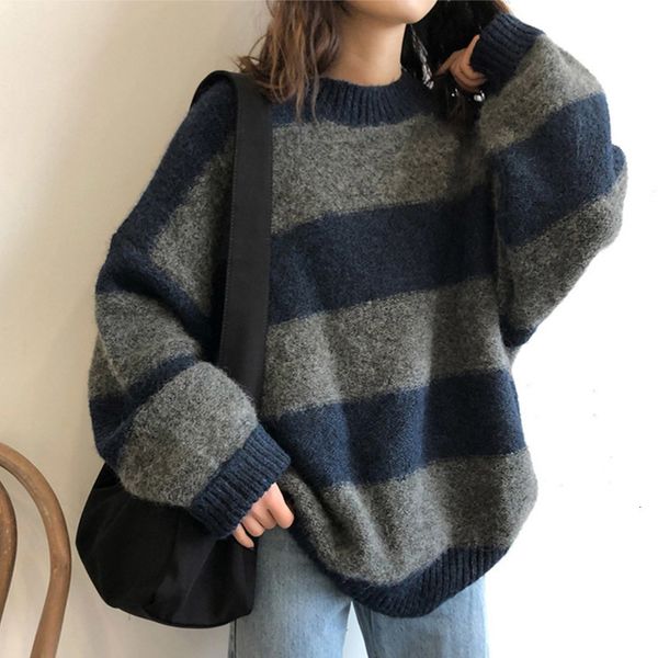 women's sweaters striped autumn of vintage female blouses loose winter jumper overized ladies sweatshirt mujer 3w5y, White;black
women's sweaters striped autumn of vintage female blouses loose winter jumper overized ladies sweatshirt mujer 3w5y, White;black