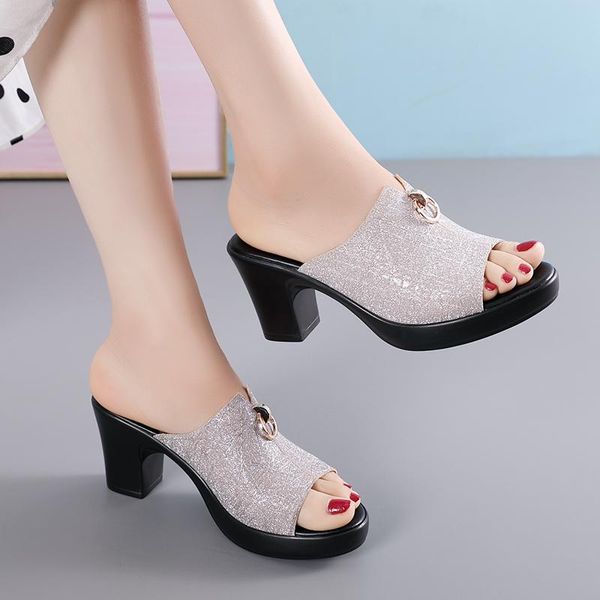 slippers sequins mother genuine leather wedged shoes fashion large size 41 42 summer sandals high heel, Black
slippers sequins mother genuine leather wedged shoes fashion large size 41 42 summer sandals high heel, Black
