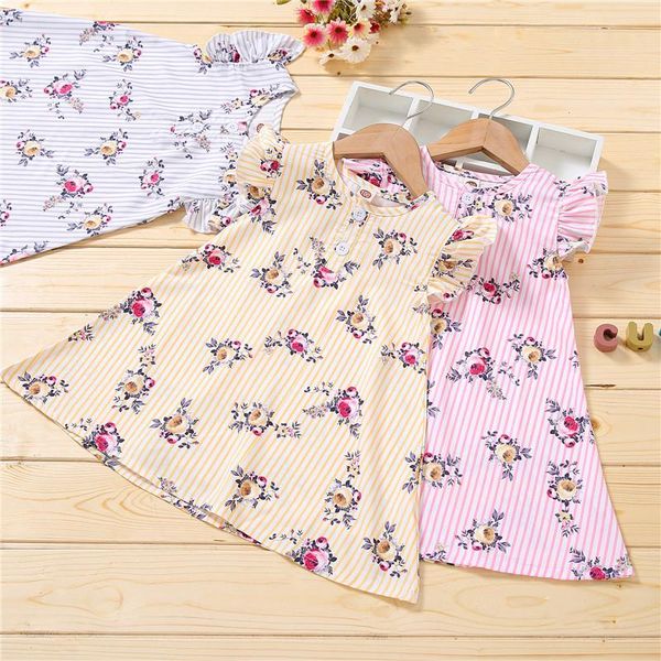 children girls striped midi dress buttons floral print sleeveless o-neck sundress with ruffles casual dresses girl's, Red;yellow
children girls striped midi dress buttons floral print sleeveless o-neck sundress with ruffles casual dresses girl's, Red;yellow