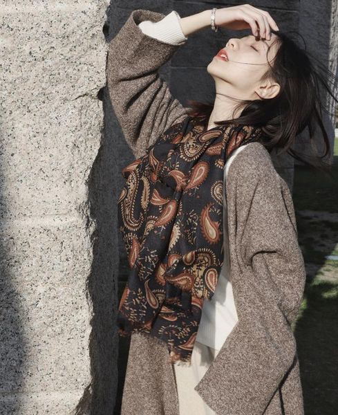 scarves autumn winter wool print long scarf women classic wild cashew flower black shawl dual-use, Blue;gray
scarves autumn winter wool print long scarf women classic wild cashew flower black shawl dual-use, Blue;gray