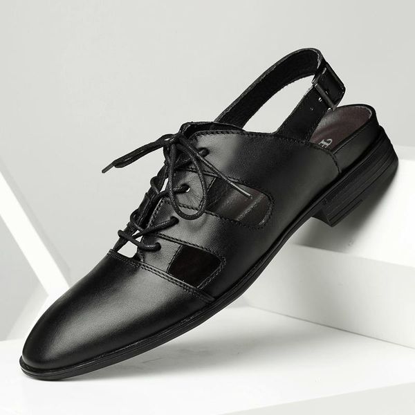 sandals hollow out oxford genuine leather breathable casual summer shoes men business formal male lace-up, Black
sandals hollow out oxford genuine leather breathable casual summer shoes men business formal male lace-up, Black