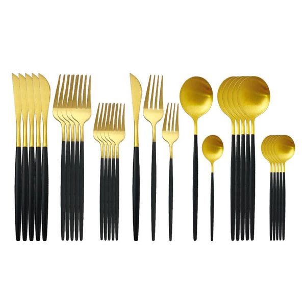30pcs gold stainless steel fork dessert cutlery set spoon dinnerware knife matte black party silverware dinner tableware flatware sets
30pcs gold stainless steel fork dessert cutlery set spoon dinnerware knife matte black party silverware dinner tableware flatware sets