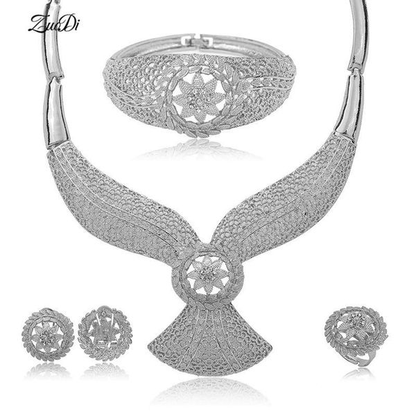 earrings & necklace zuodi fashion 2021 nigerian woman wedding necklace/earrings/bracelet/earrings jewelry set brand dubai sliver bridal, Silver
earrings & necklace zuodi fashion 2021 nigerian woman wedding necklace/earrings/bracelet/earrings jewelry set brand dubai sliver bridal, Silver
