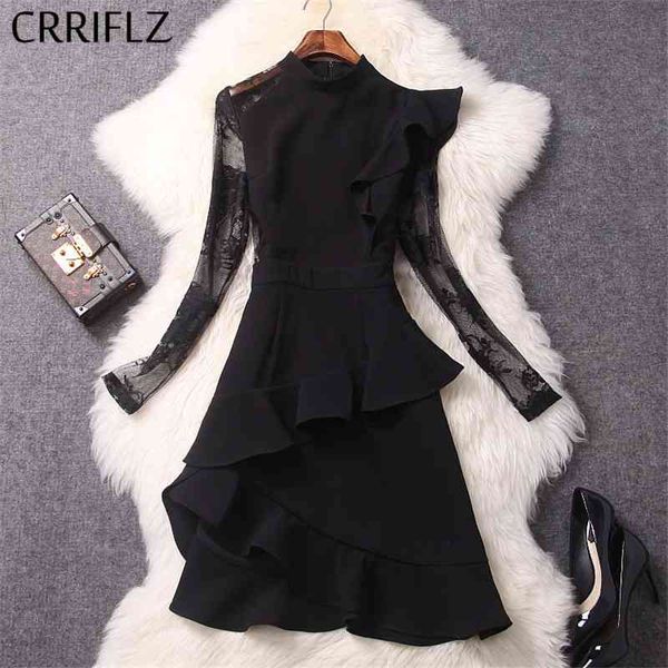 medium long women dress stand collar packwork ruffles a line irregular mesh full sleeve black party 210520, Black;gray
medium long women dress stand collar packwork ruffles a line irregular mesh full sleeve black party 210520, Black;gray