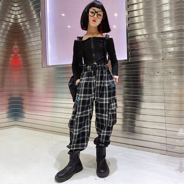 girls plaid overalls spring and autumn clothes big childrens strapless zipper hip-hop two-piece suit, White;black
girls plaid overalls spring and autumn clothes big childrens strapless zipper hip-hop two-piece suit, White;black