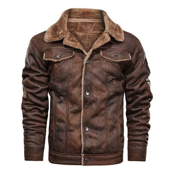mens vintage leather jackets motorcycle stand collar pockets male biker pu coats fashion outerwear drop 211105, Black;brown
mens vintage leather jackets motorcycle stand collar pockets male biker pu coats fashion outerwear drop 211105, Black;brown