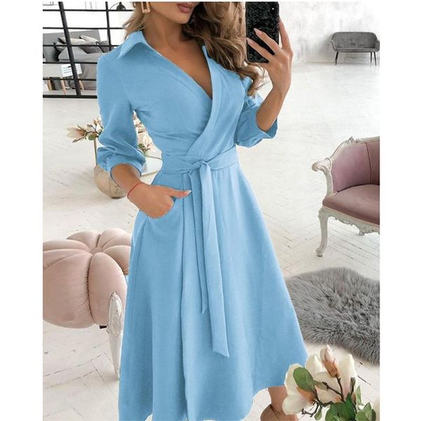 casual dresses elegant and fashionable long ladies dress 2021 solid color v-neck waist blouse autumn cardigan girl vestidos a36985, Black;gray
casual dresses elegant and fashionable long ladies dress 2021 solid color v-neck waist blouse autumn cardigan girl vestidos a36985, Black;gray
