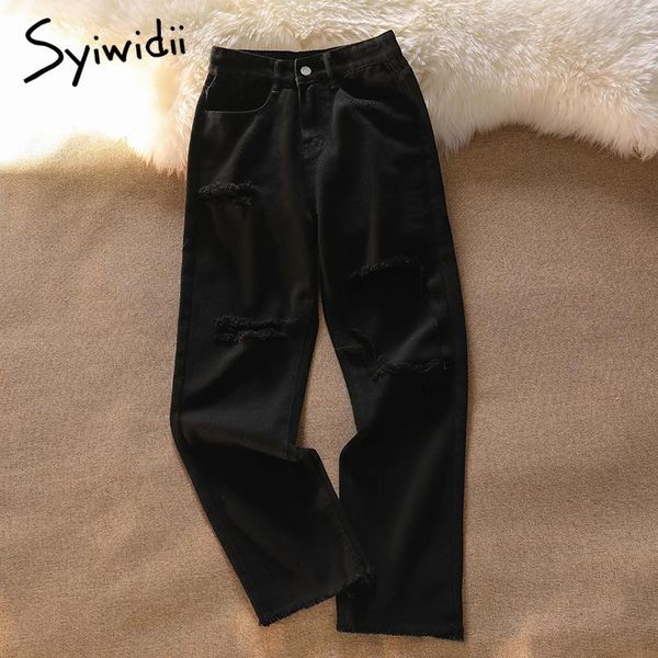women's jeans syiwidii black straight for women ankle-length denim pants streetwear baggy casual thin female trousers autumn 2021, Blue
women's jeans syiwidii black straight for women ankle-length denim pants streetwear baggy casual thin female trousers autumn 2021, Blue