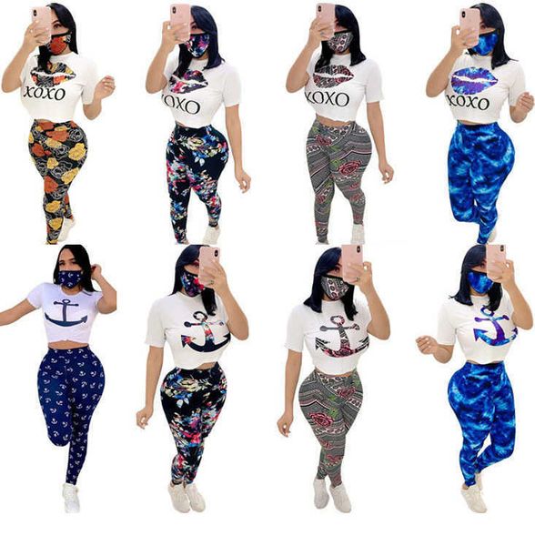 women sports tracksuits two pieces set designer 2021 slim fashion pattern printed short sleeve round neck trousers with mask jogging suits, Gray
women sports tracksuits two pieces set designer 2021 slim fashion pattern printed short sleeve round neck trousers with mask jogging suits, Gray